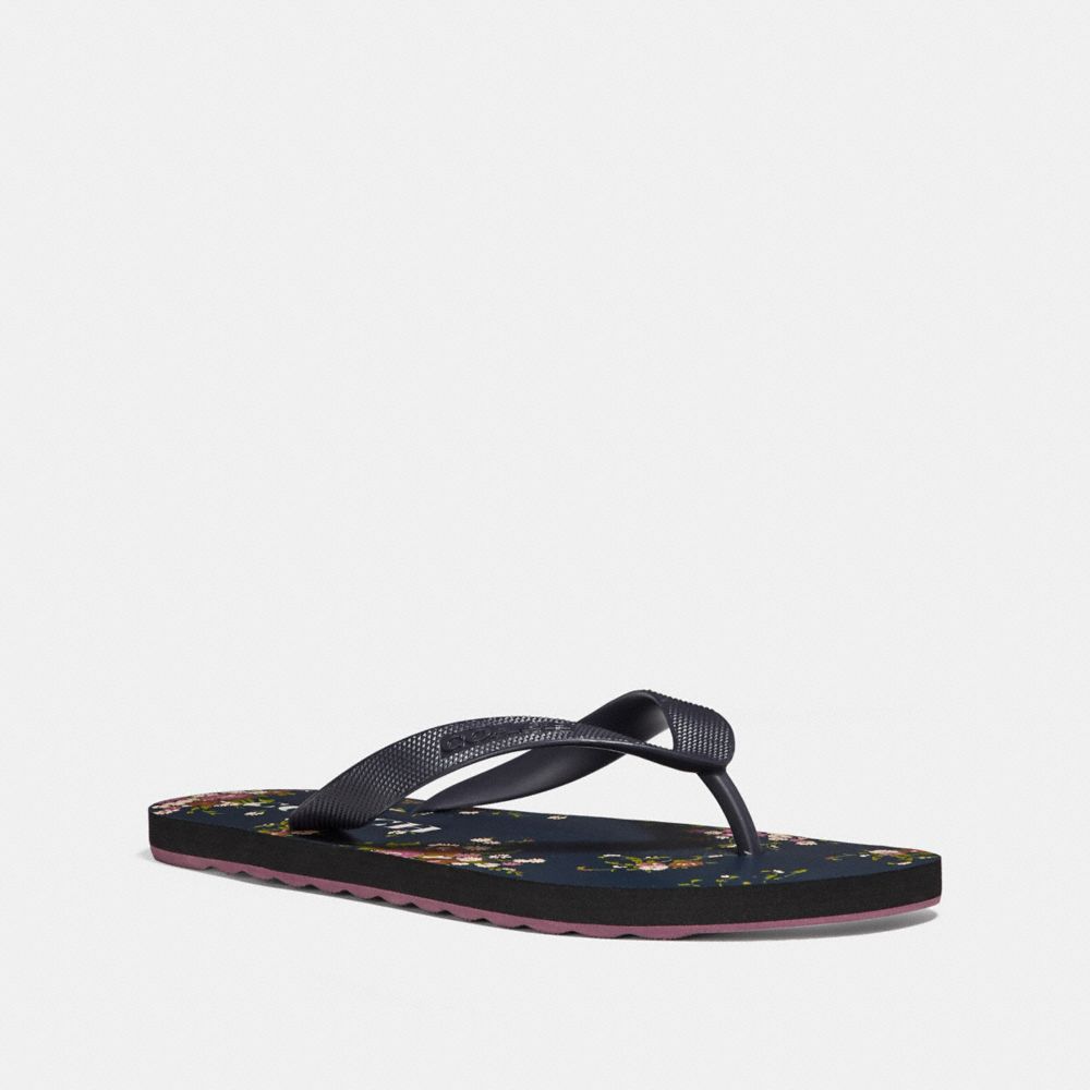 ROLLER BOTTOM FLIP FLOP WITH FLORAL BUNDLE PRINT - MIDNIGHT NAVY/NAVY - COACH FG2182