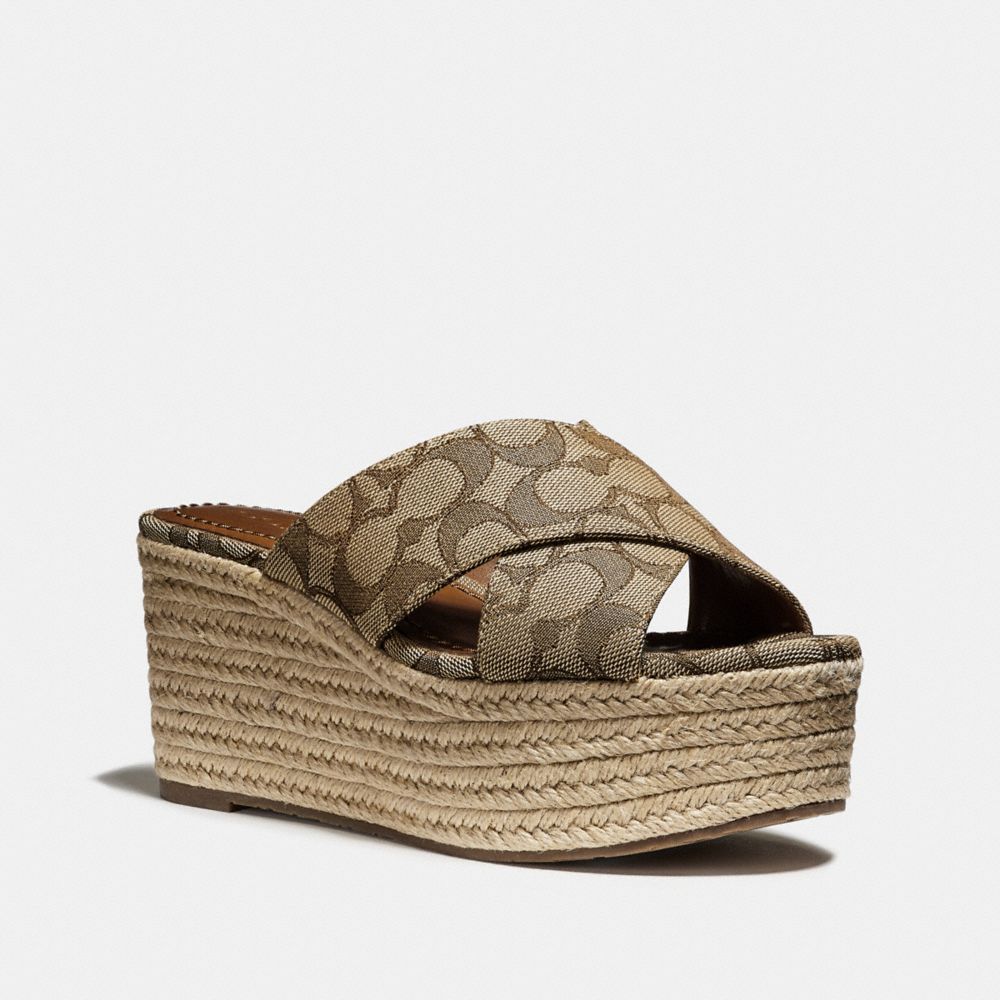 COACH FG2205 Slide Espadrille Wedge KHAKI