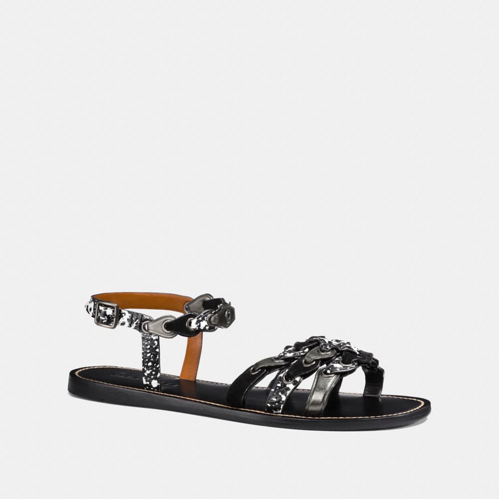 SANDAL WITH COACH LINK - BLACK/BLACK WHITE/GUNMETAL - COACH FG2206