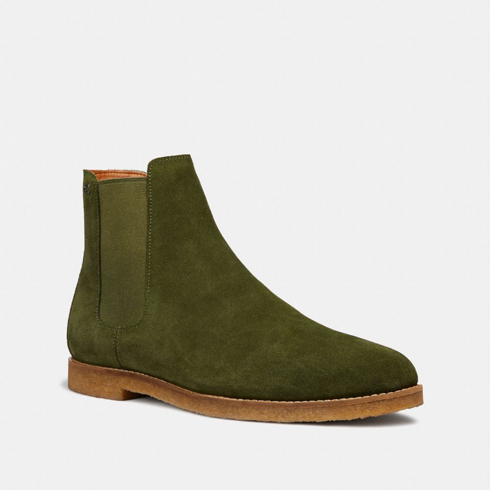 olive chelsea boots mens