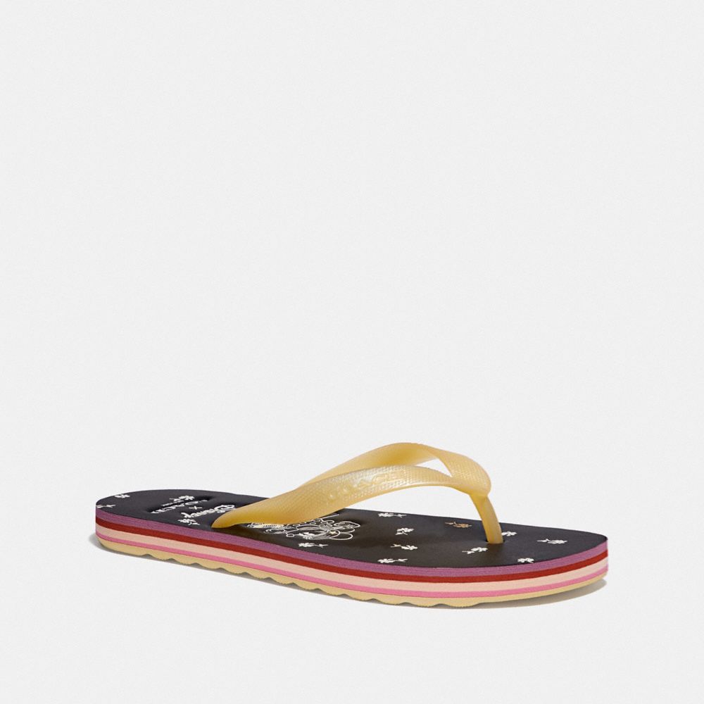 COACH FG2606 Tay Flip Flop With Minnie Mouse BLACK/YELLOW