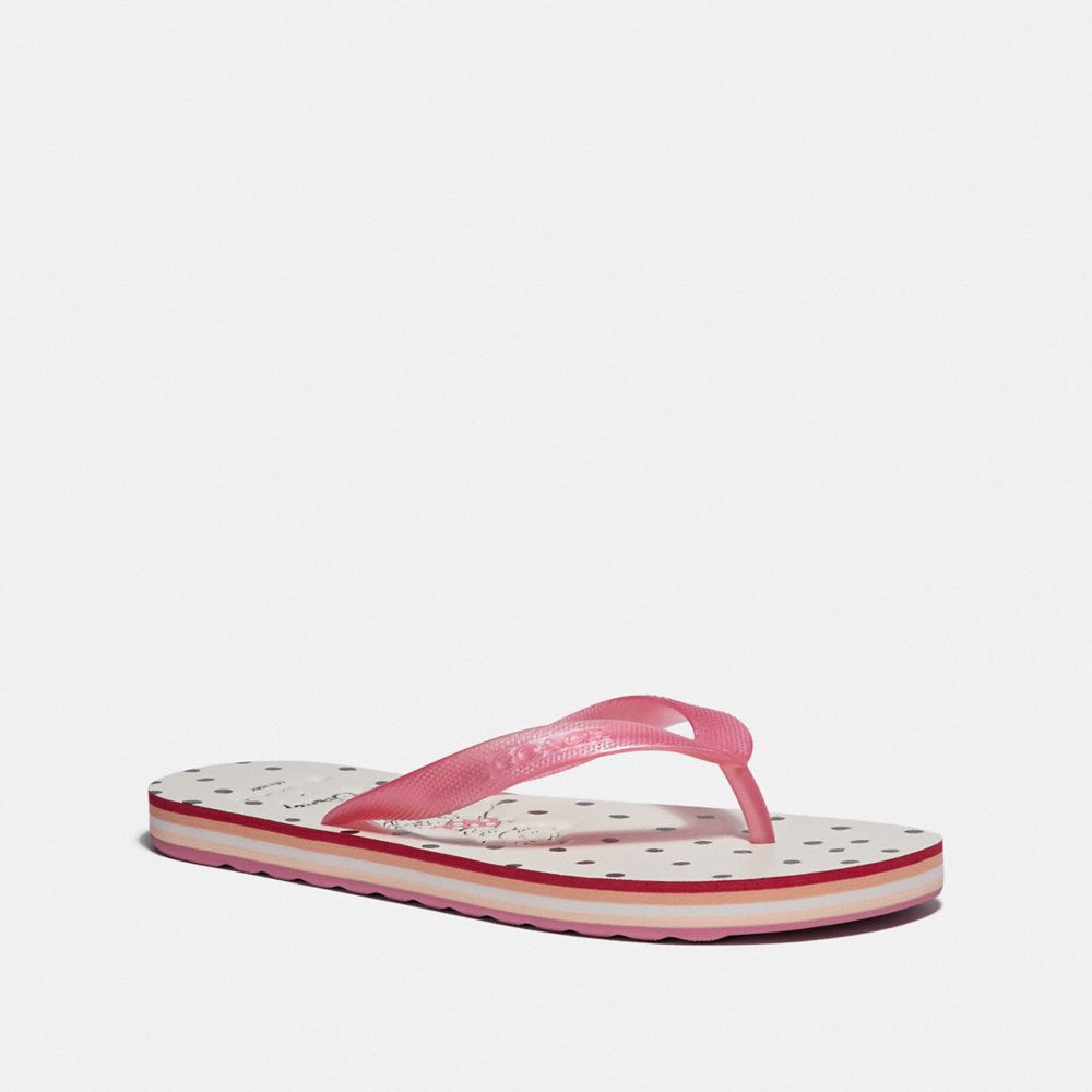 TAY FLIP FLOP WITH MINNIE MOUSE - WHITE/PINK - COACH FG2606