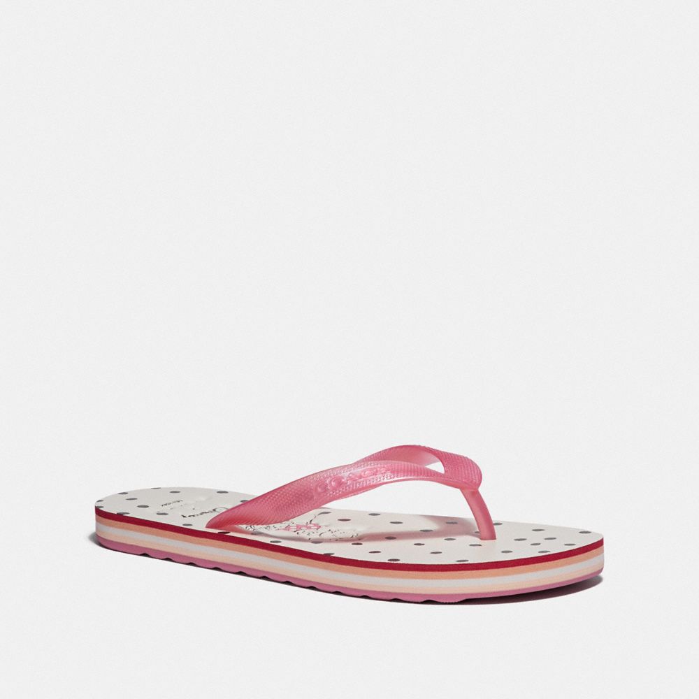 COACH FG2606 TAY FLIP FLOP WITH MINNIE MOUSE WHITE/PINK