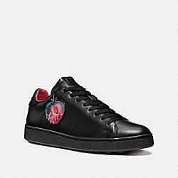 DISNEY X COACH C101 LOW TOP SNEAKER WITH POISON APPLE GRAPHIC - BLACK - COACH FG2648