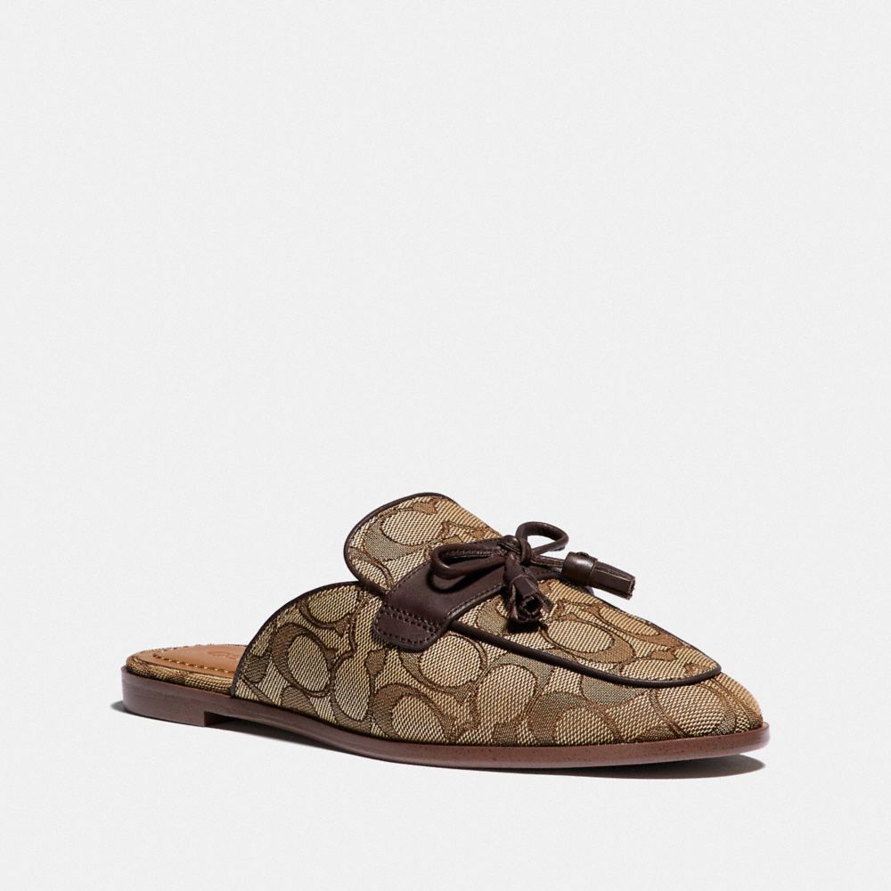 coach tan slides