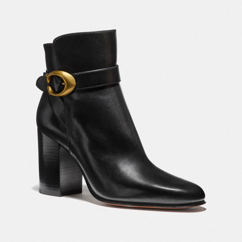 DELANEY SIGNATURE BUCKLE HEEL BOOTIE - BLACK - COACH FG2804