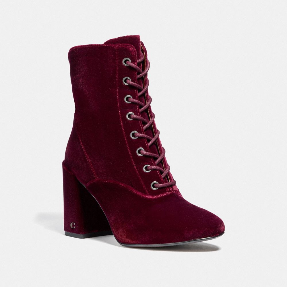 COACH FG2918 Edie Lace Up Bootie WINE