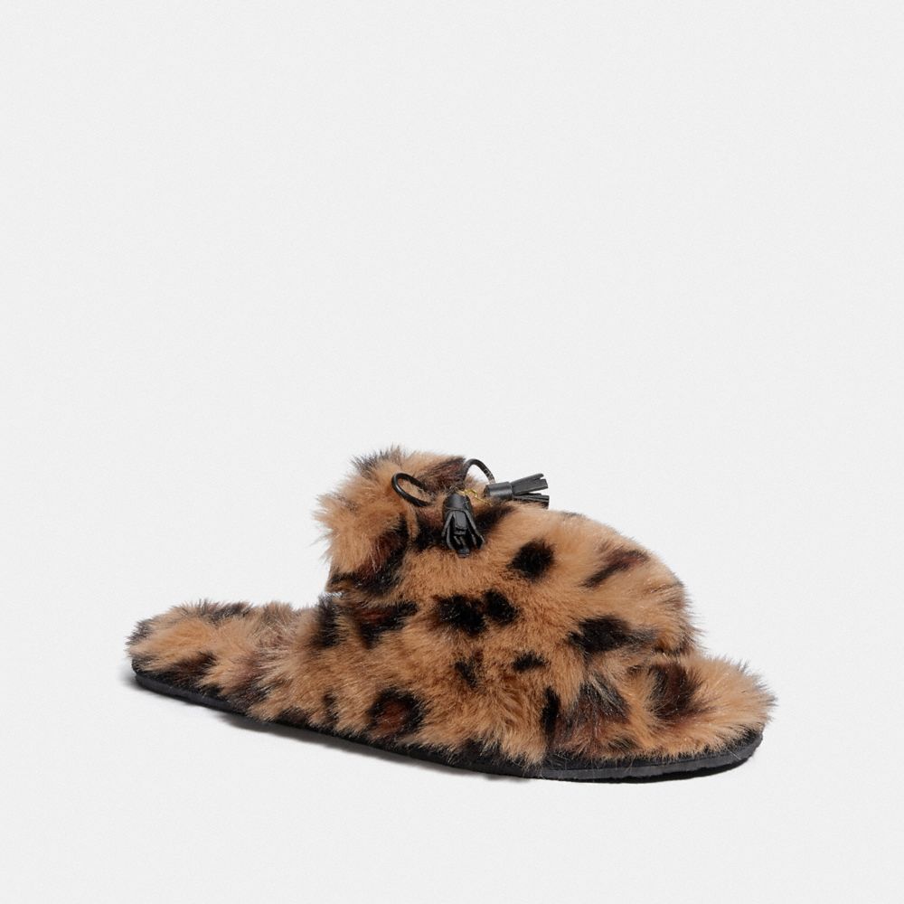 ZOE SLIPPER WITH OCELOT PRINT - COACH FG3160 - NATURAL