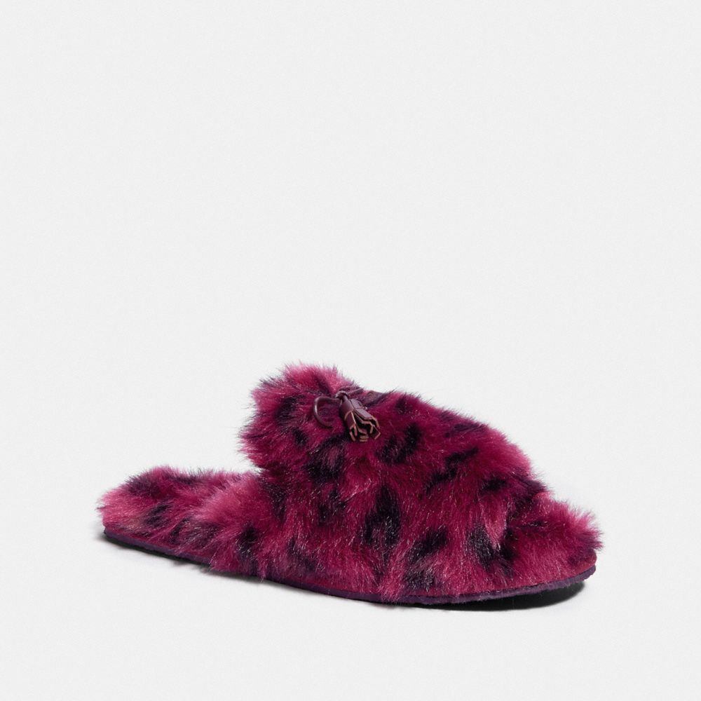 ZOE SLIPPER WITH OCELOT PRINT - FG3160 - OXBLOOD