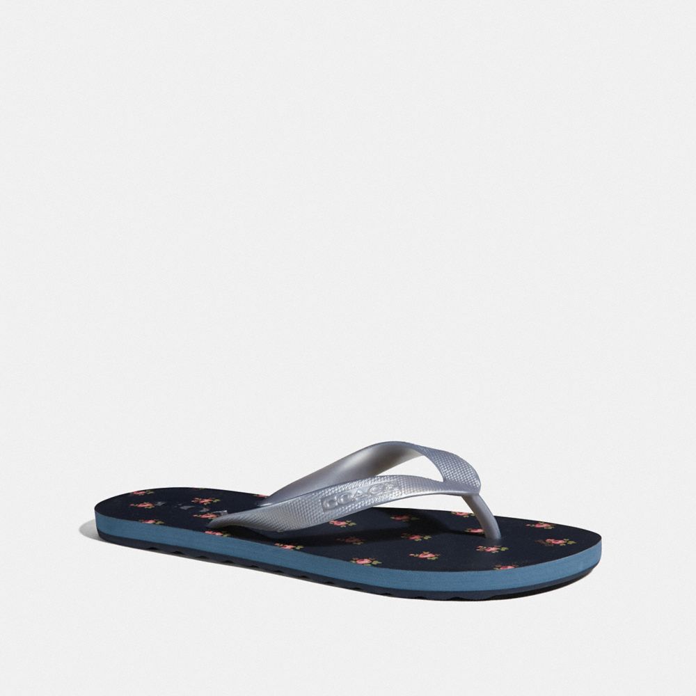 COACH FG3437 - ZAK FLIP FLOP WITH FLORAL PRINT NAVY/SILVER