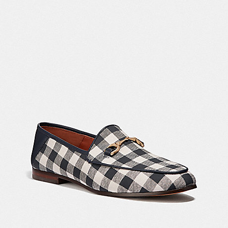 COACH HALEY LOAFER WITH GINGHAM PRINT - NAVY/CHALK - FG3468