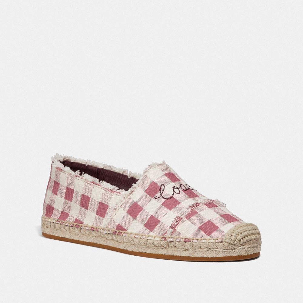 COACH FG3478 Celina Espadrille With Gingham Print STRAWBERRY/CHALK