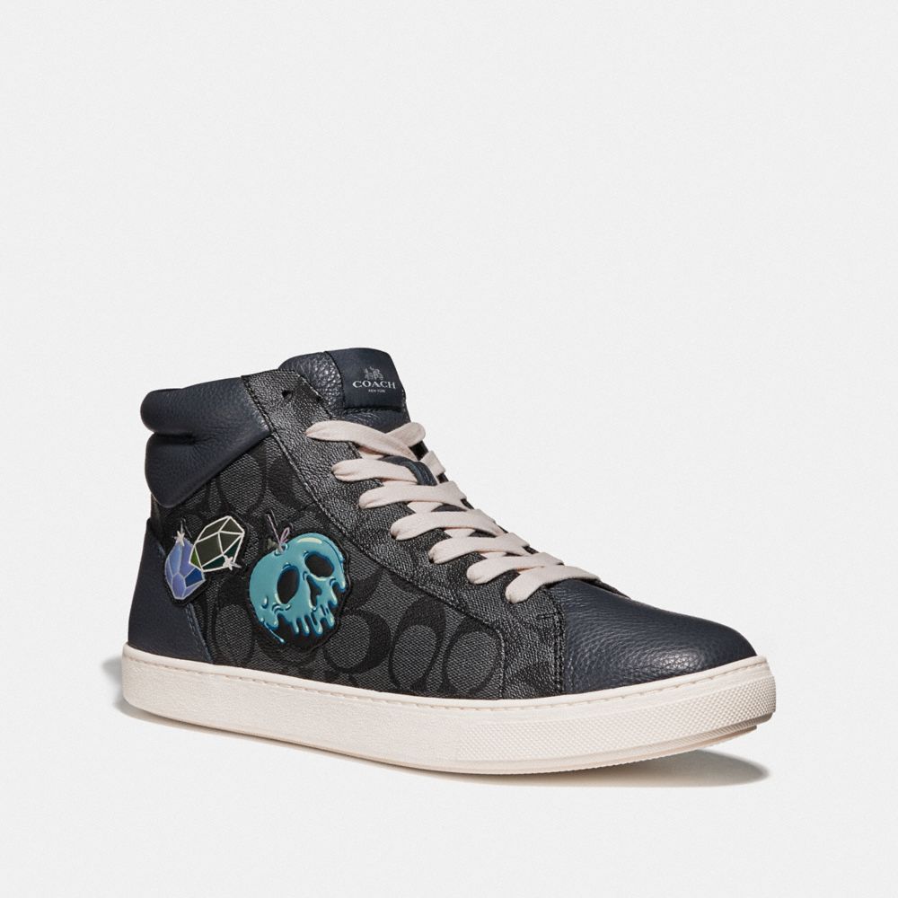 DISNEY X COACH C204 HIGH TOP SNEAKER WITH SNOW WHITE AND THE SEVEN DWARFS PATCHES - GRAPHITE MULTI - COACH FG3840
