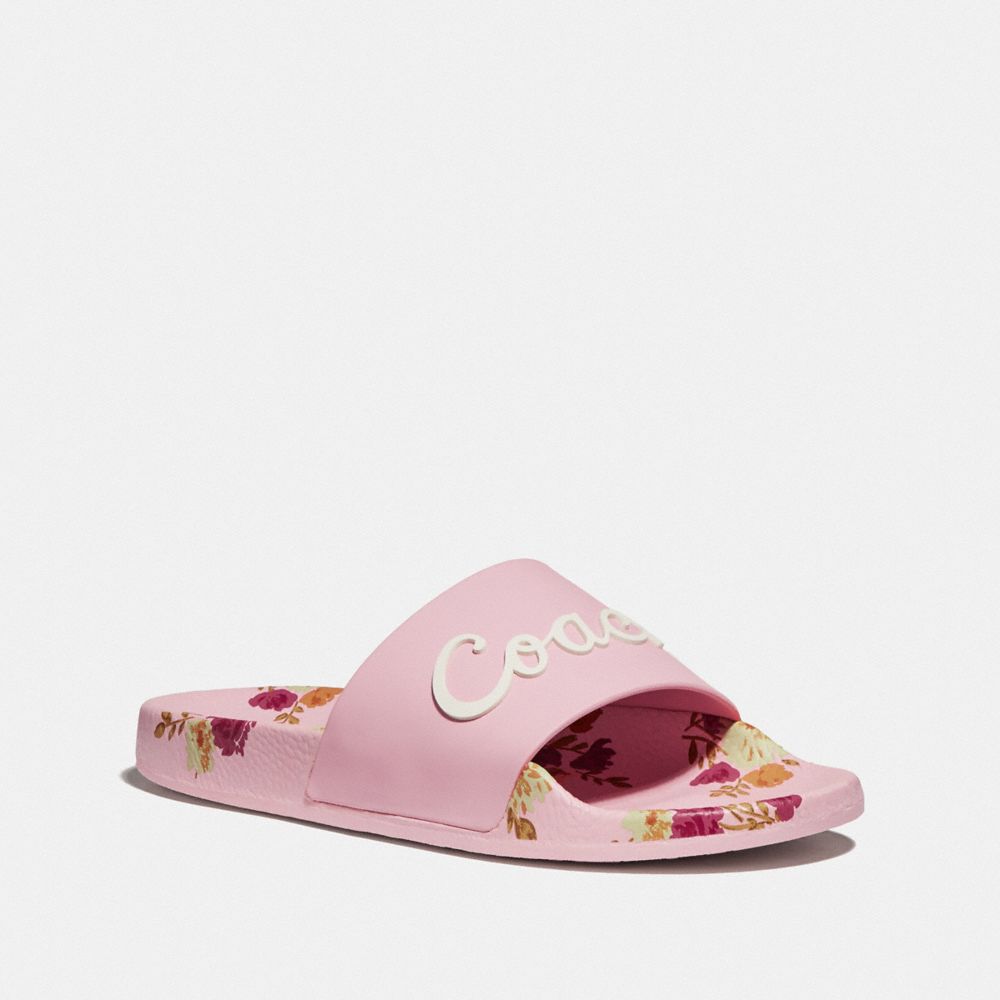 coach tan slides