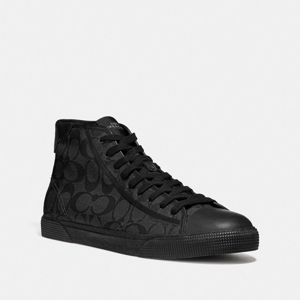 COACH C207 HIGH TOP SNEAKER - BLACKOUT/BLACK - FG4396