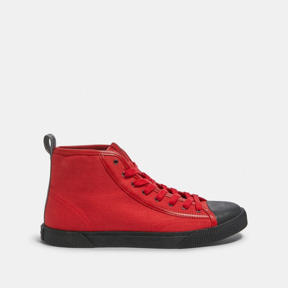 COACH FG4672 C207 High Top Sneaker With Coach Patch SPORT RED BLACK