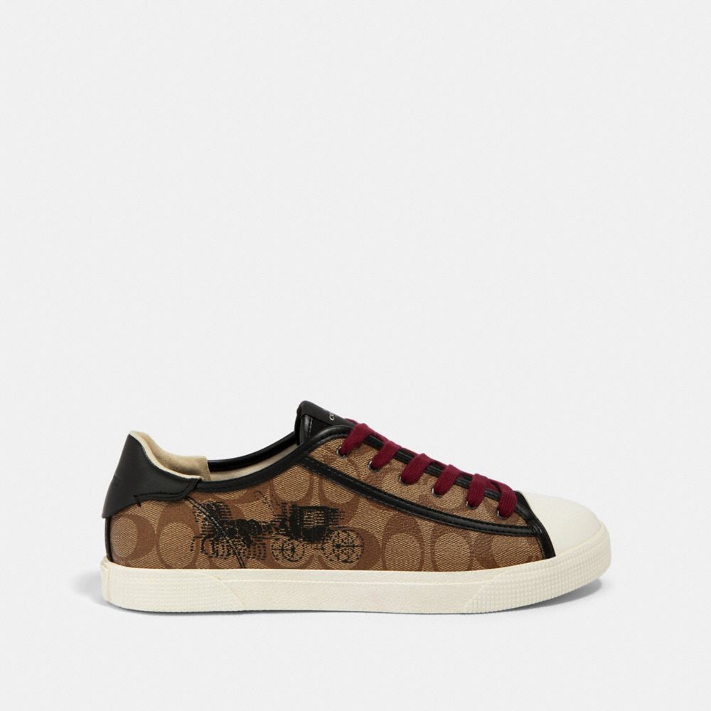 COACH FG4715 C136 LOW TOP SNEAKER WITH HORSE AND CARRIAGE PRINT KHAKI MULTI