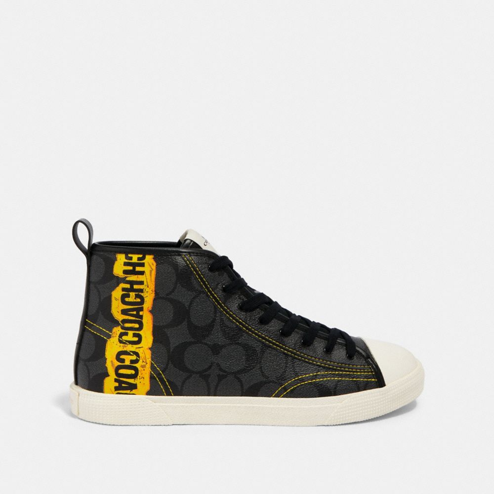 C207 HIGH TOP SNEAKER WITH HORSE AND CARRIAGE PRINT - CHARCOAL MULTI - COACH FG4716