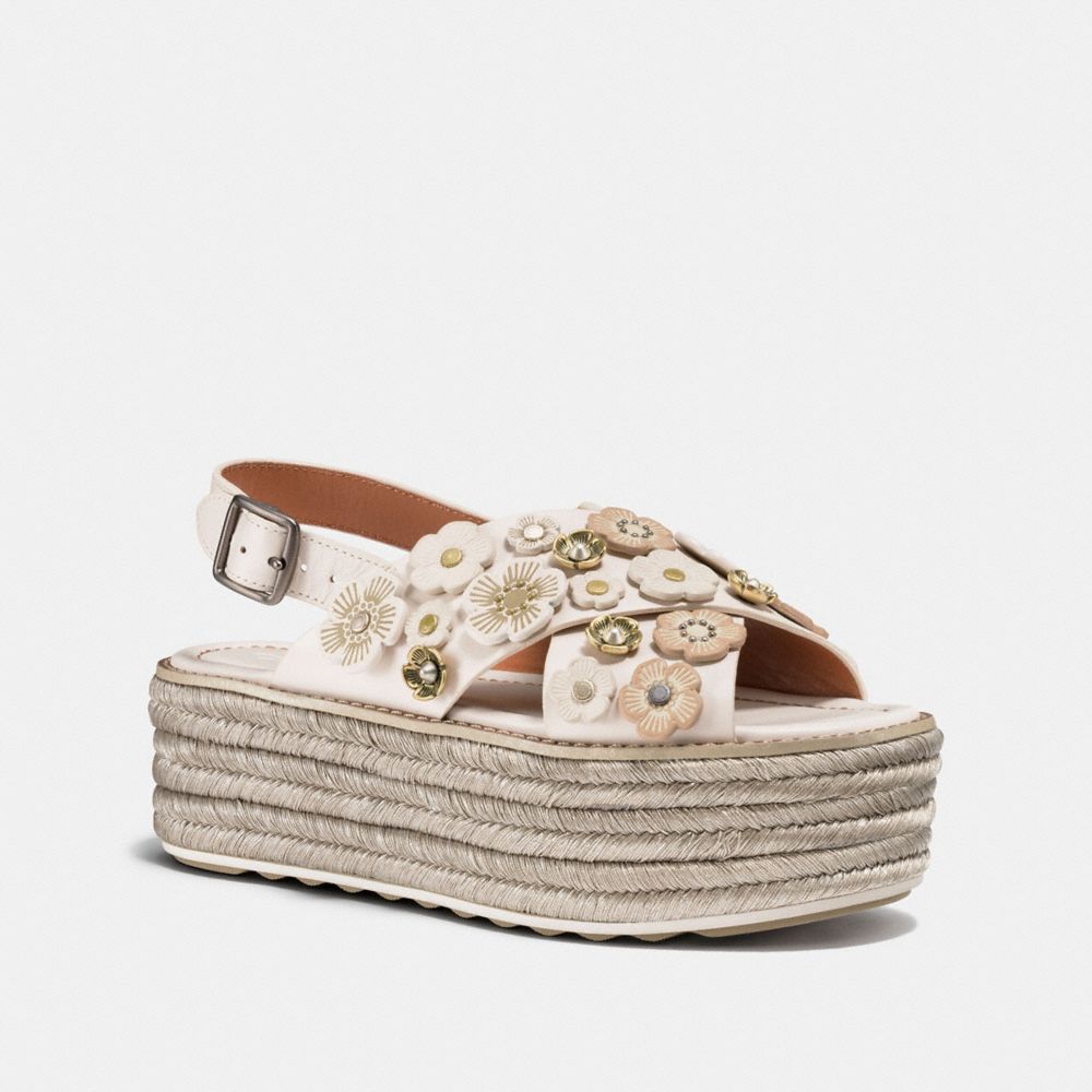 ESPADRILLE SANDAL WITH TEA ROSE - G1809 - CHALK