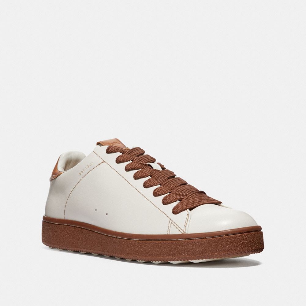 COACH C101 LOW TOP SNEAKER - CHALK/DARK SADDLE - G2615