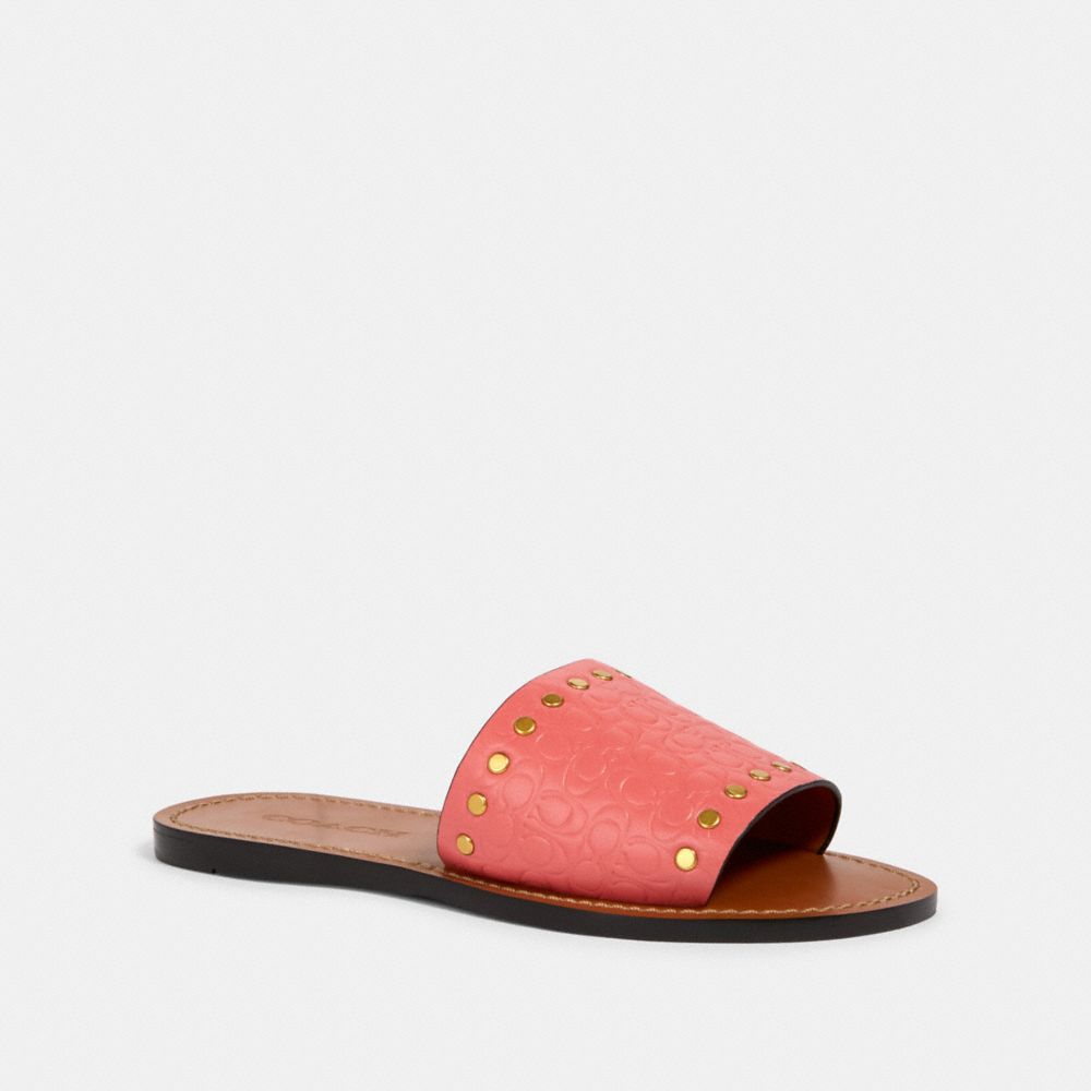 COACH G2735 Slide With Rivets BRIGHT CORAL