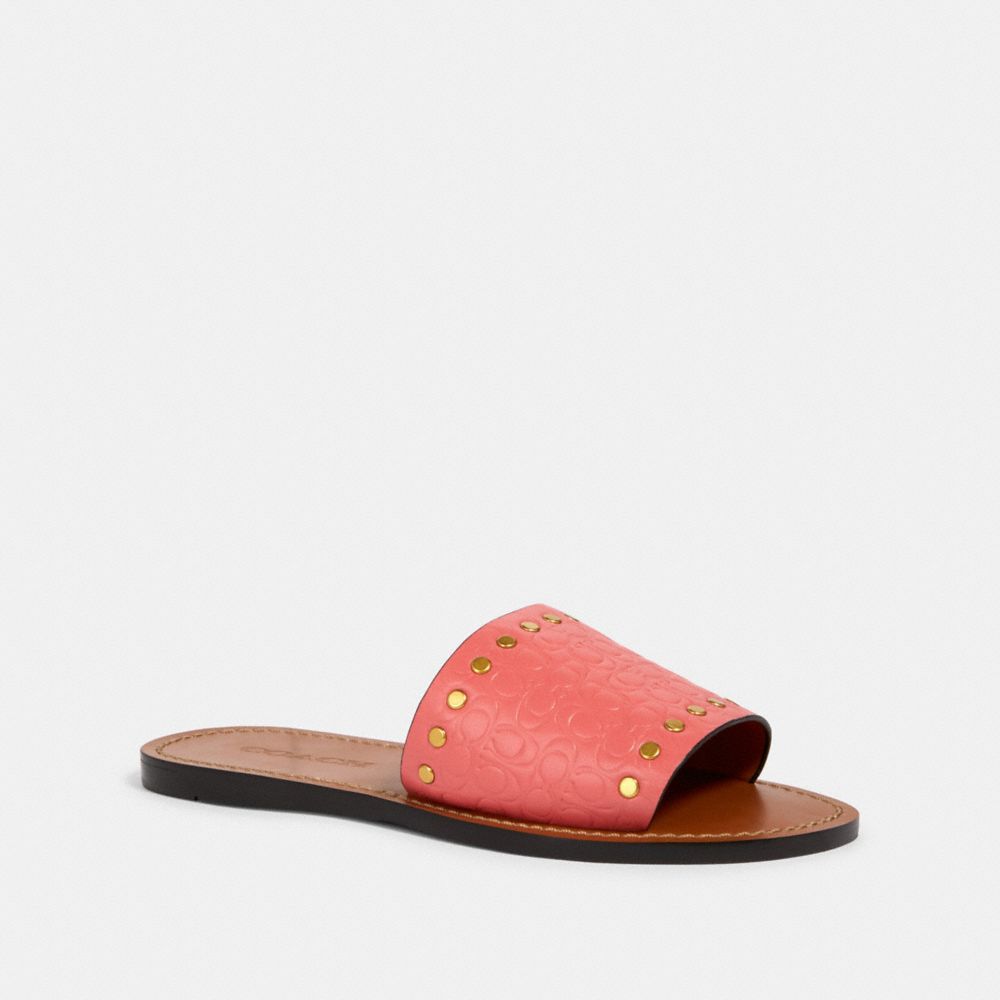 COACH G2735 SLIDE WITH RIVETS BRIGHT CORAL