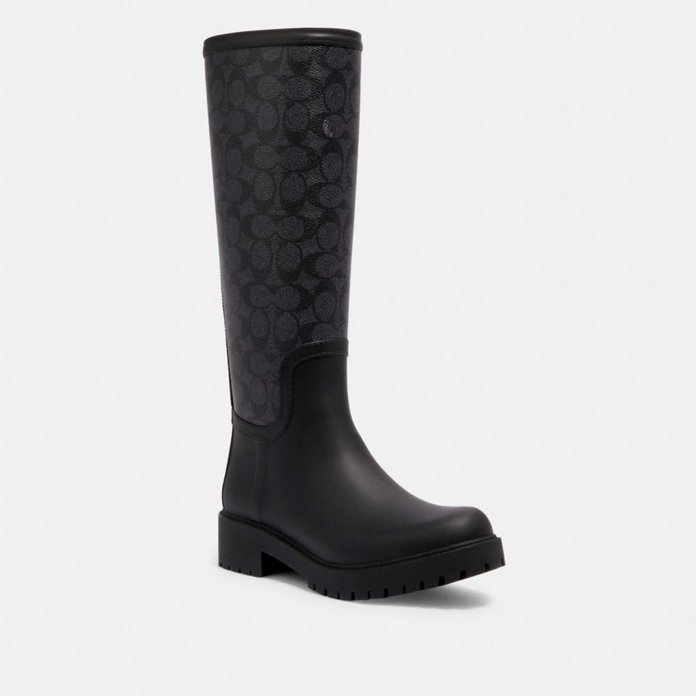 COACH G2860 Signature Rainboot CHARCOAL/BLACK