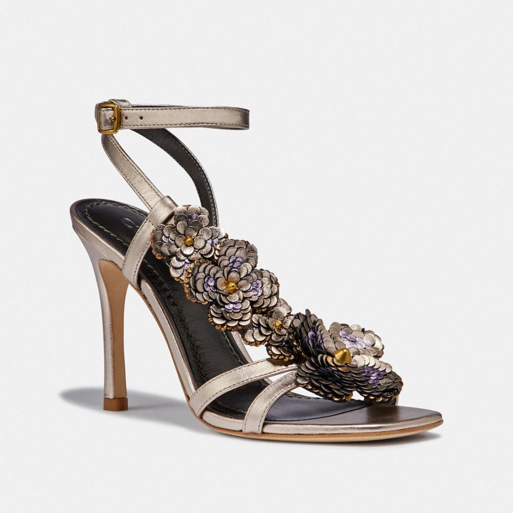 COACH BIANCA SANDAL WITH LEATHER PAILLETTES - CHAMPAGNE - G3168