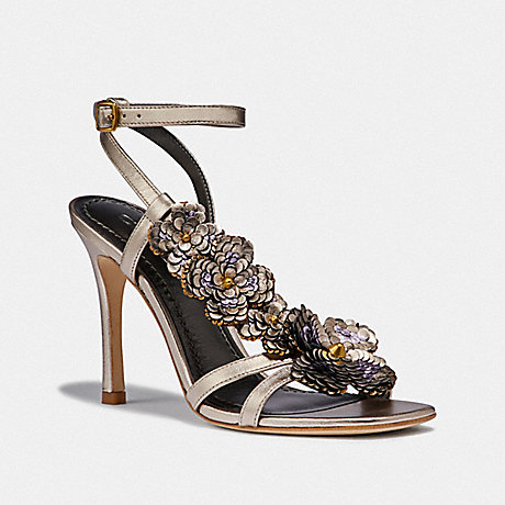 COACH G3168 BIANCA SANDAL WITH LEATHER PAILLETTES CHAMPAGNE