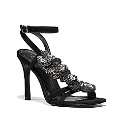 BIANCA SANDAL WITH LEATHER PAILLETTES - G3169 - BLACK