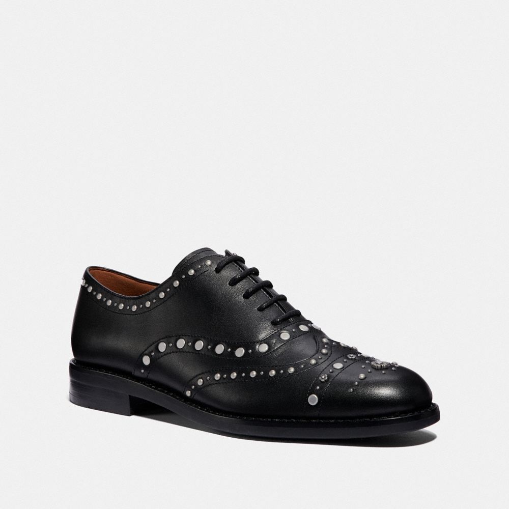 COACH TEGAN OXFORD WITH STUDS - BLACK - G3240