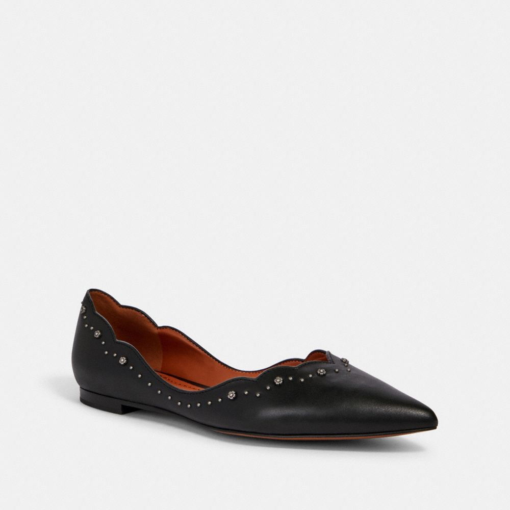 COACH VIVIAN FLAT WITH TEA ROSE STUDS - BLACK - G3272