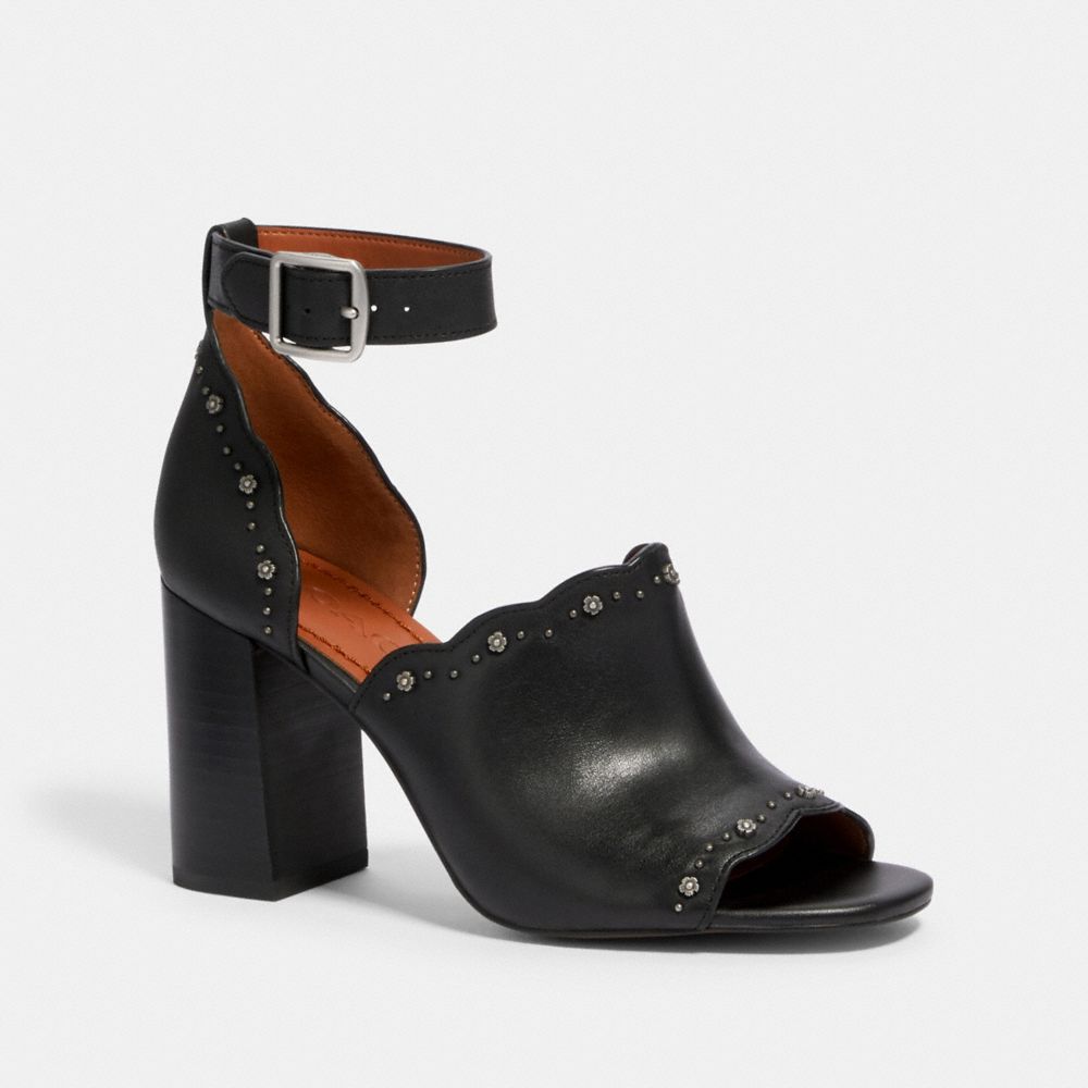 MARNIE BLOCK HEEL WITH TEA ROSE STUDS - G3321 - BLACK