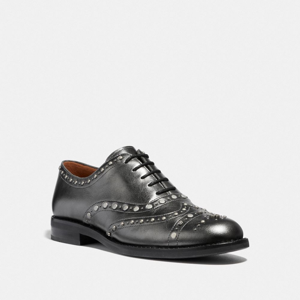 COACH TEGAN OXFORD WITH STUDS - GUNMETAL - G3359