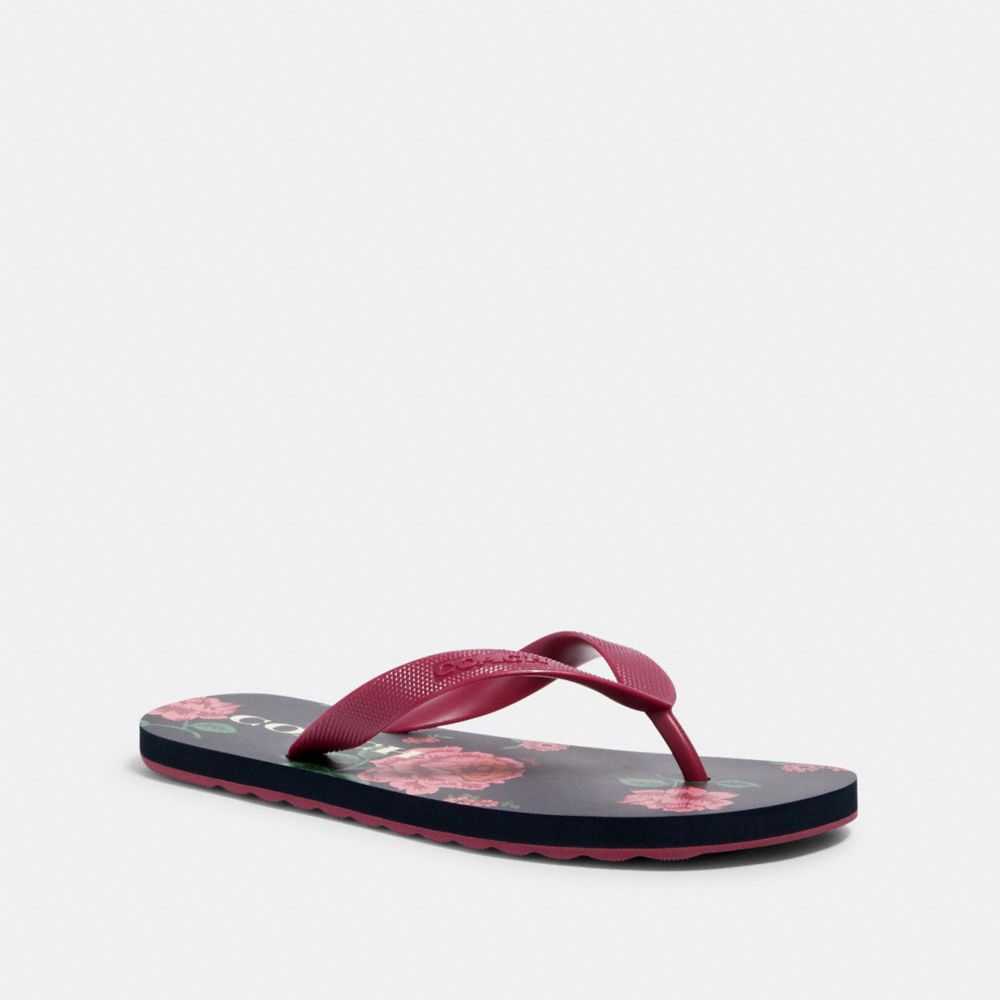 COACH G3437 ZAK FLIP FLOP WITH FLORAL PRINT NAVY/PINK