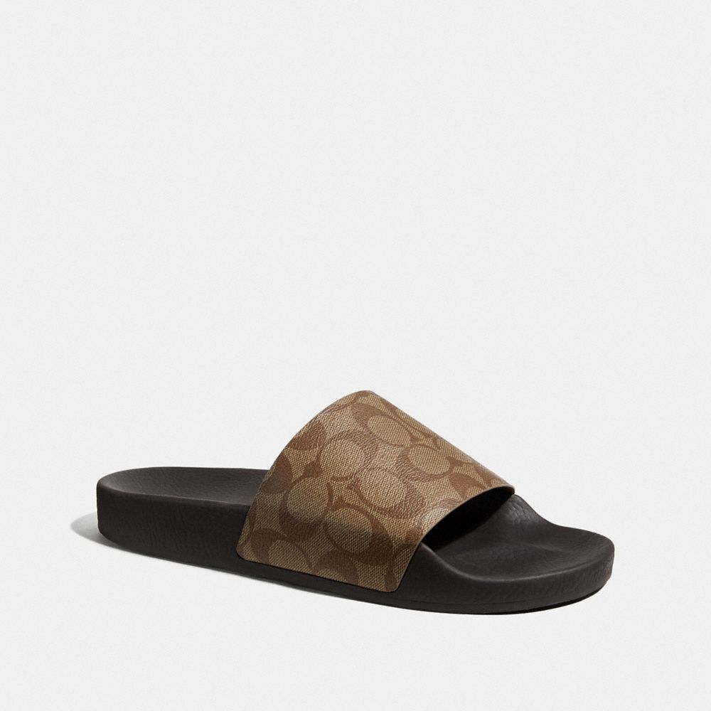 coach tan slides