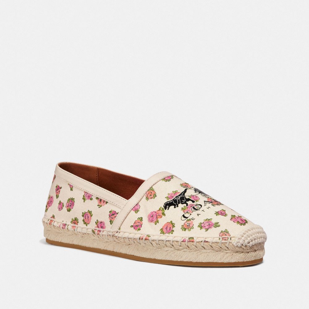 COACH G3560 CASEY ESPADRILLE WITH MINI VINTAGE ROSE PRINT CHALK