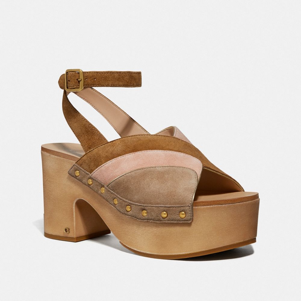 COACH G3608 Nettie Clog Sandal OAT/PALE BLUSH