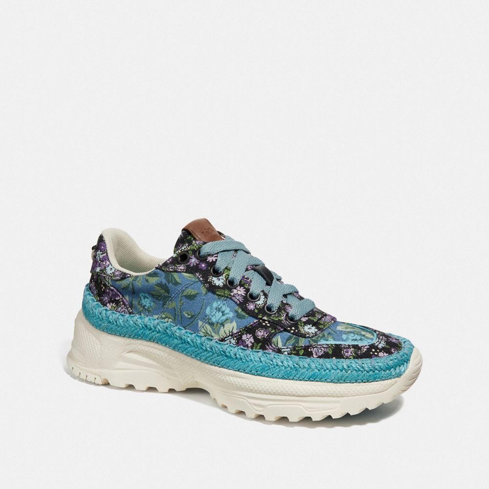 C143 ESPADRILLE RUNNER WITH MIX SLEEPY ROSE PRINT - SLATE MULTI/BLACK MULTI - COACH G3625