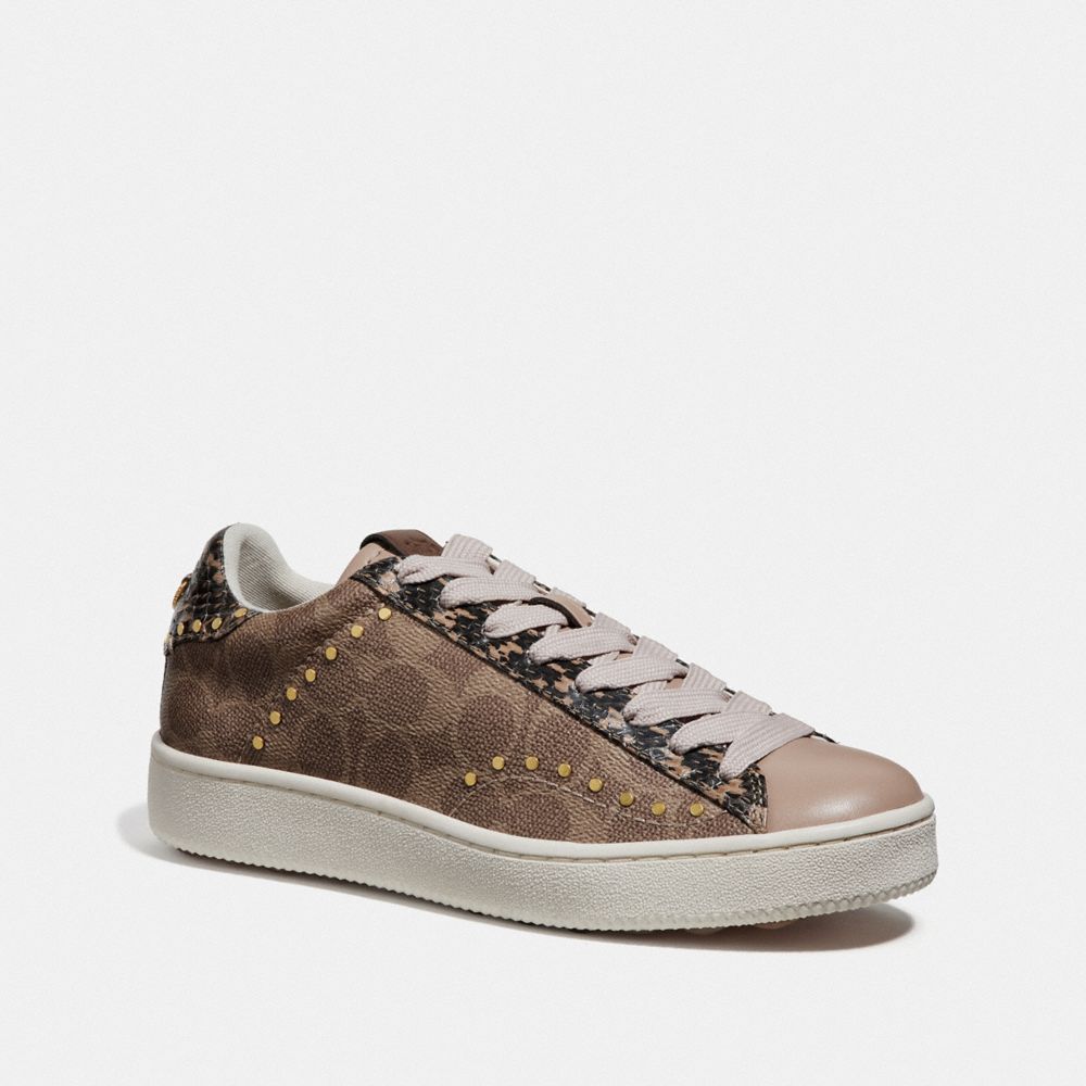 COACH C101 LOW TOP SNEAKER - TAN/NUDE PINK - G3640