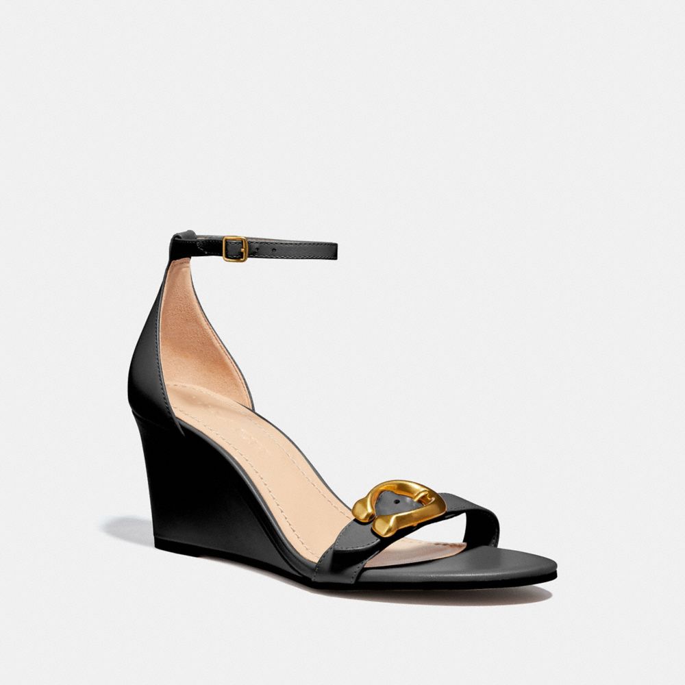 ODETTA WEDGE SANDAL - BLACK/BLACK - COACH G3655