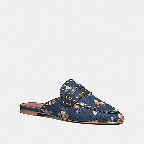 COACH FAYE LOAFER SLIDE WITH PAINTED FLORAL BOW PRINT - DENIM - G3722