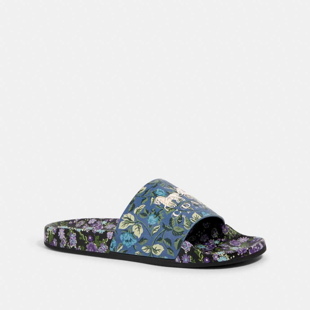 COACH G3833 - UDELE SPORT SLIDE WITH SLEEPING ROSE PRINT BLUE MULTI