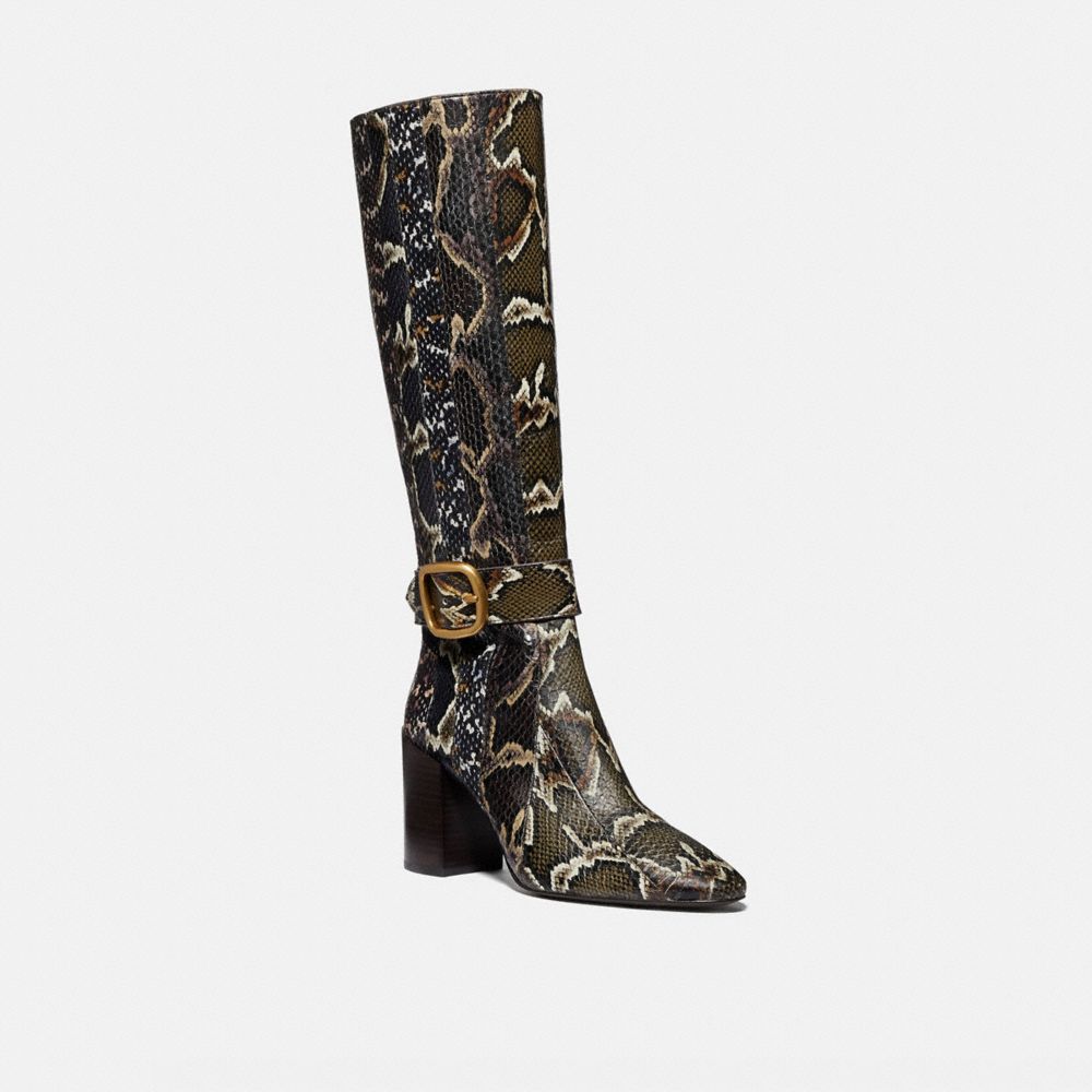 COACH G4270 Evelyn Boot In Snakeskin OXBLOOD/NATURAL MULTI