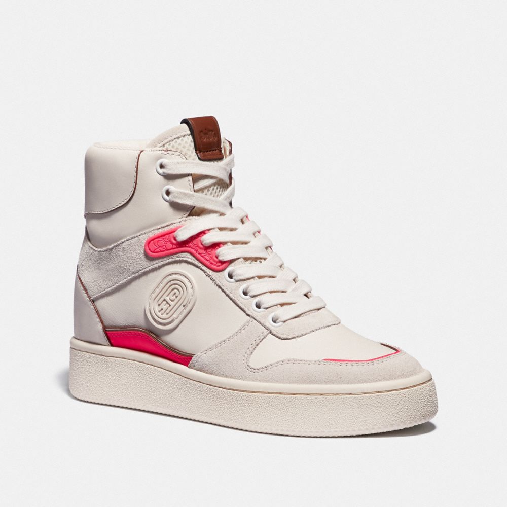 COACH G4656 C220 HIGH TOP SNEAKER CHALK/FLUO-PINK