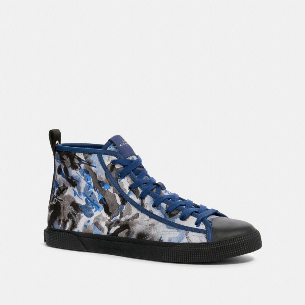 COACH G4672 C207 High Top Sneaker With Coach Patch BLUE WATERCOLOR CAMO