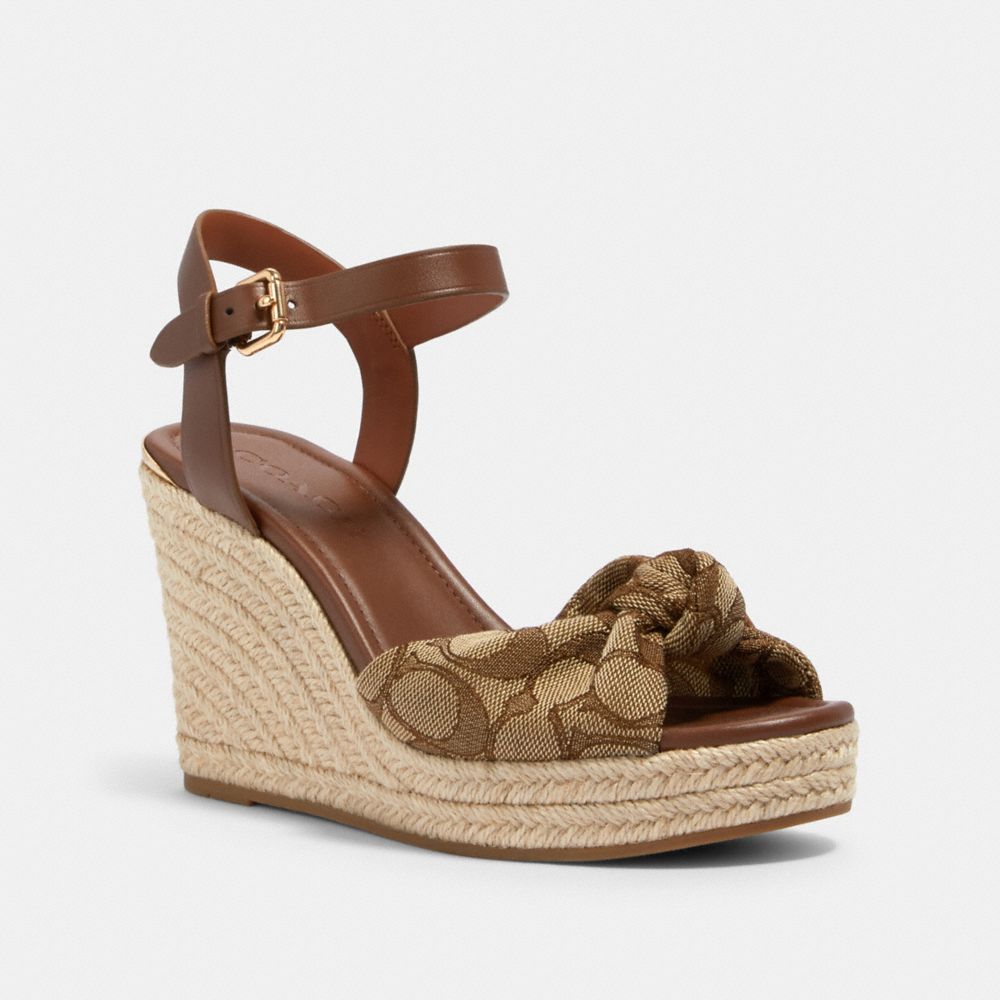 COACH G4846 Katey Wedge In Signature Jacquard KHAKI/SADDLE