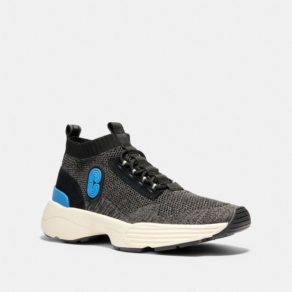 COACH G4914 C252 Knit Runner With Coach Patch BLACK BRIGHT BLUE