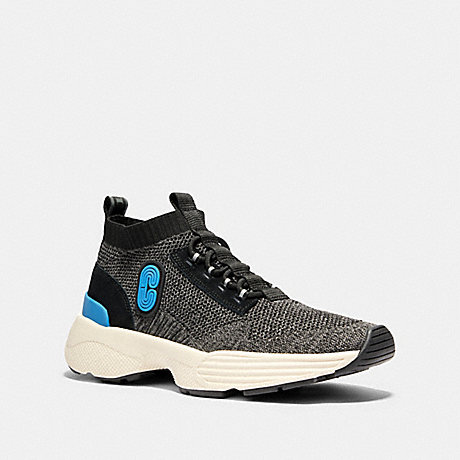 COACH G4914 C252 KNIT RUNNER WITH COACH PATCH BLACK BRIGHT BLUE
