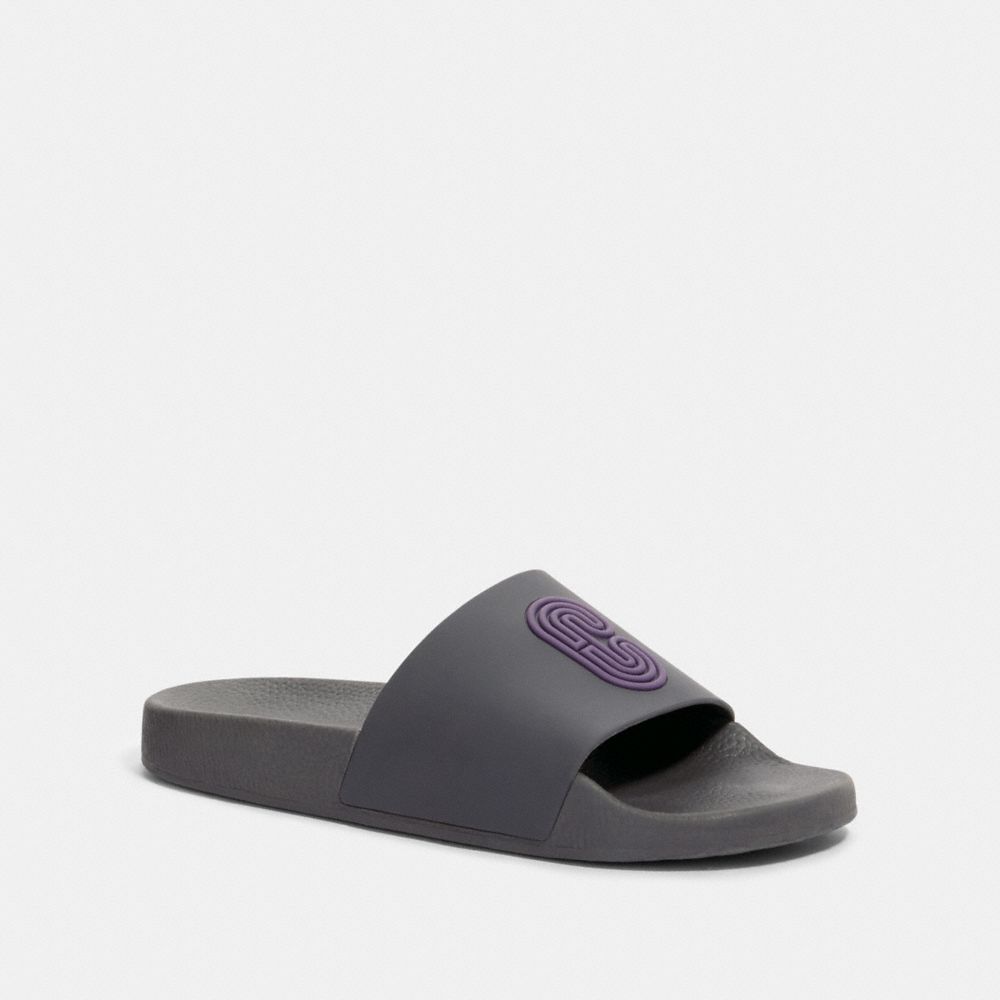 COACH G4920 SLIDE WITH COACH PATCH INDUSTRIAL-GREY/DUSTY-LAVENDER